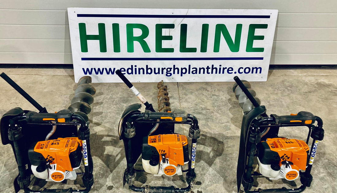 Post hole borring equipment hire in East Lothian, Edinburgh, West Lothia, Midlothian and Scottish Borders by Hireline, click for a quote